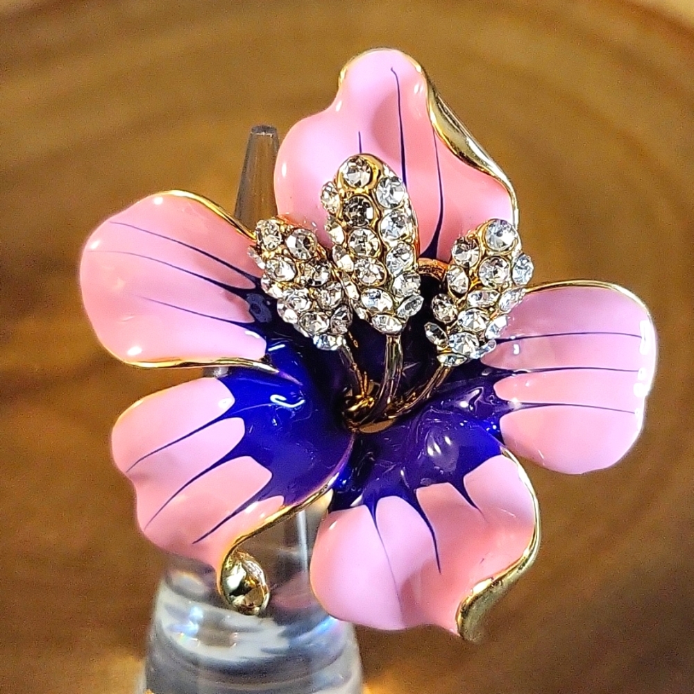 Pink & Purple Flower Brooch/Pendant - NWOT